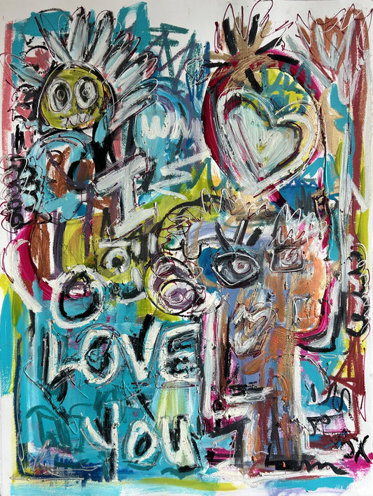 I Love You Acrylic & Oil Abstract Painting With Vibrant Colours